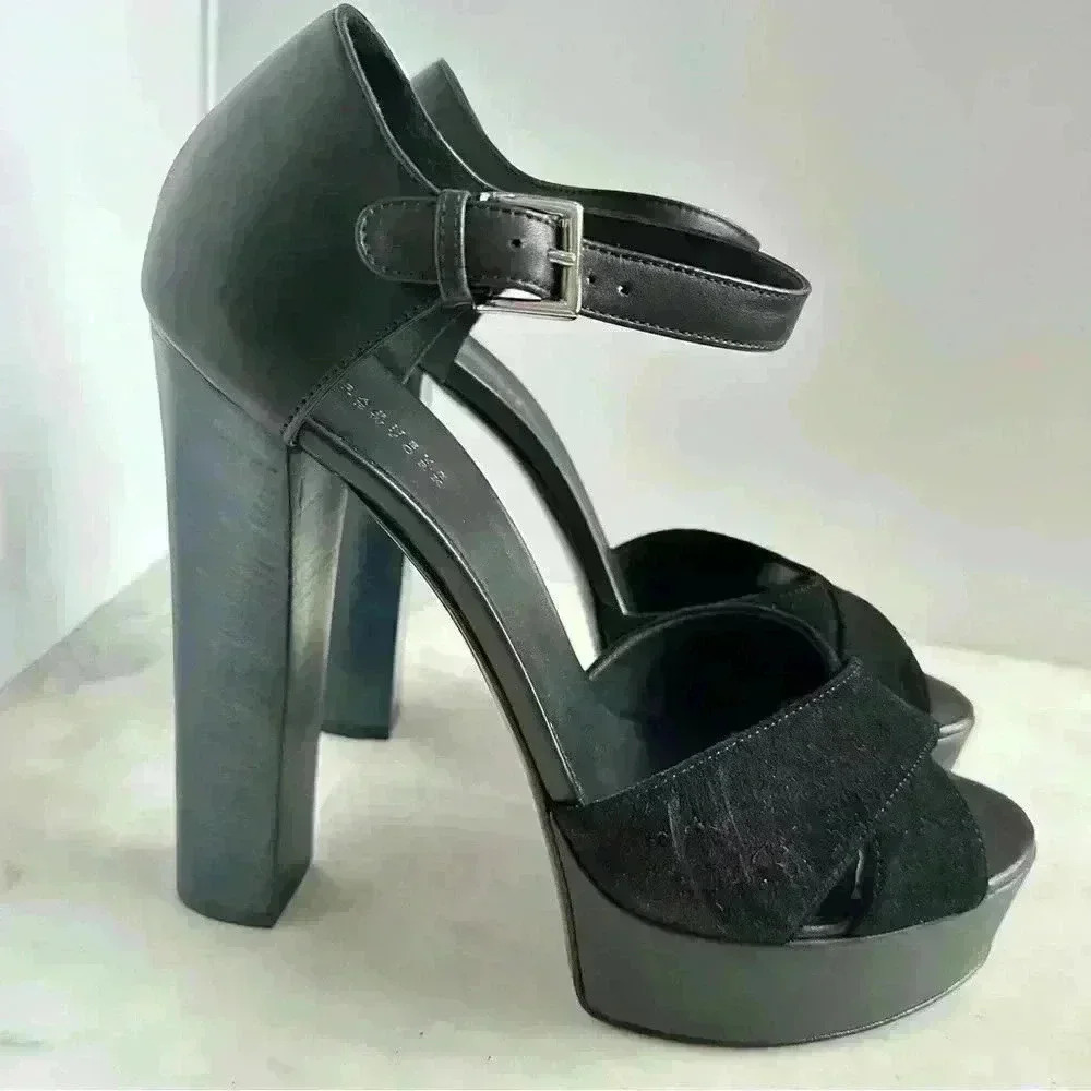 Barney’s New York platforms, black leather, size 41